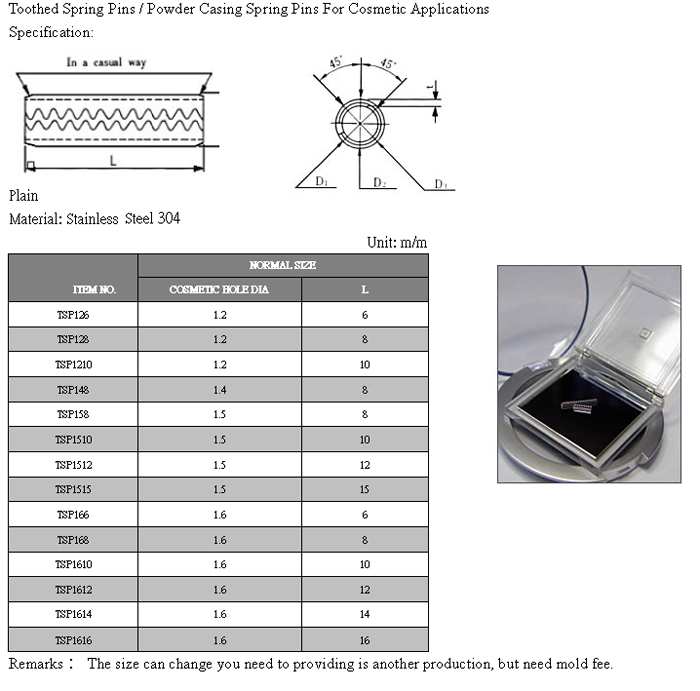 Toothed Spring Pins / Powder Casing Spring Pins